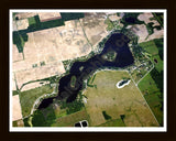 Aerial image of [1482] Posey Lake in Lenawee, MI with Black Wood frame