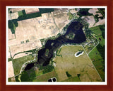 Aerial image of [1482] Posey Lake in Lenawee, MI with Cherry Wood frame