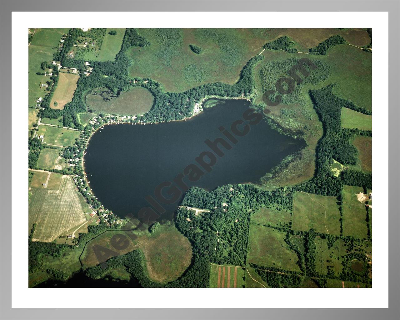 Aerial image of [1490] Pleasant Lake in Barry, MI with Silver Metal frame