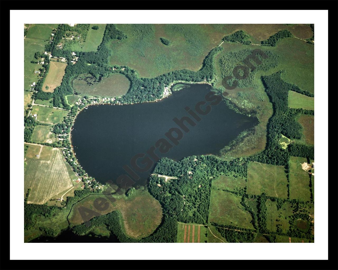 Aerial image of [1490] Pleasant Lake in Barry, MI with Black Metal frame