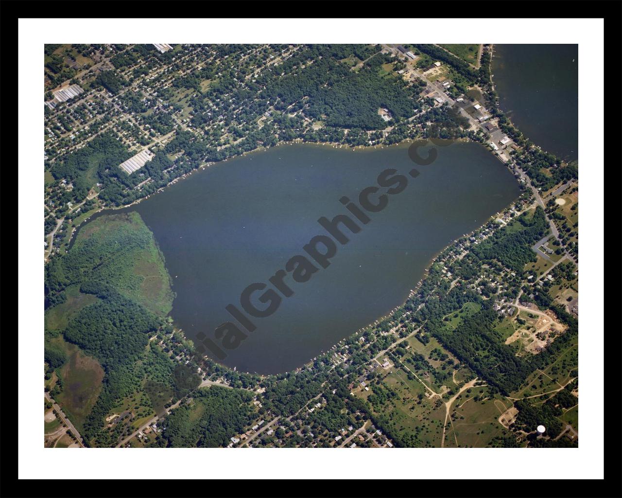 Aerial image of [1492] West Lake in Kalamazoo, MI with Black Metal frame