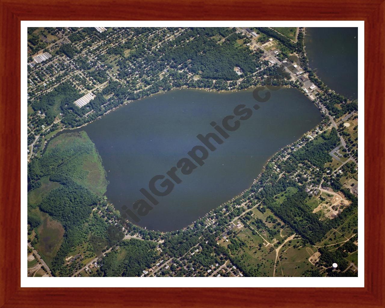 Aerial image of [1492] West Lake in Kalamazoo, MI with Cherry Wood frame