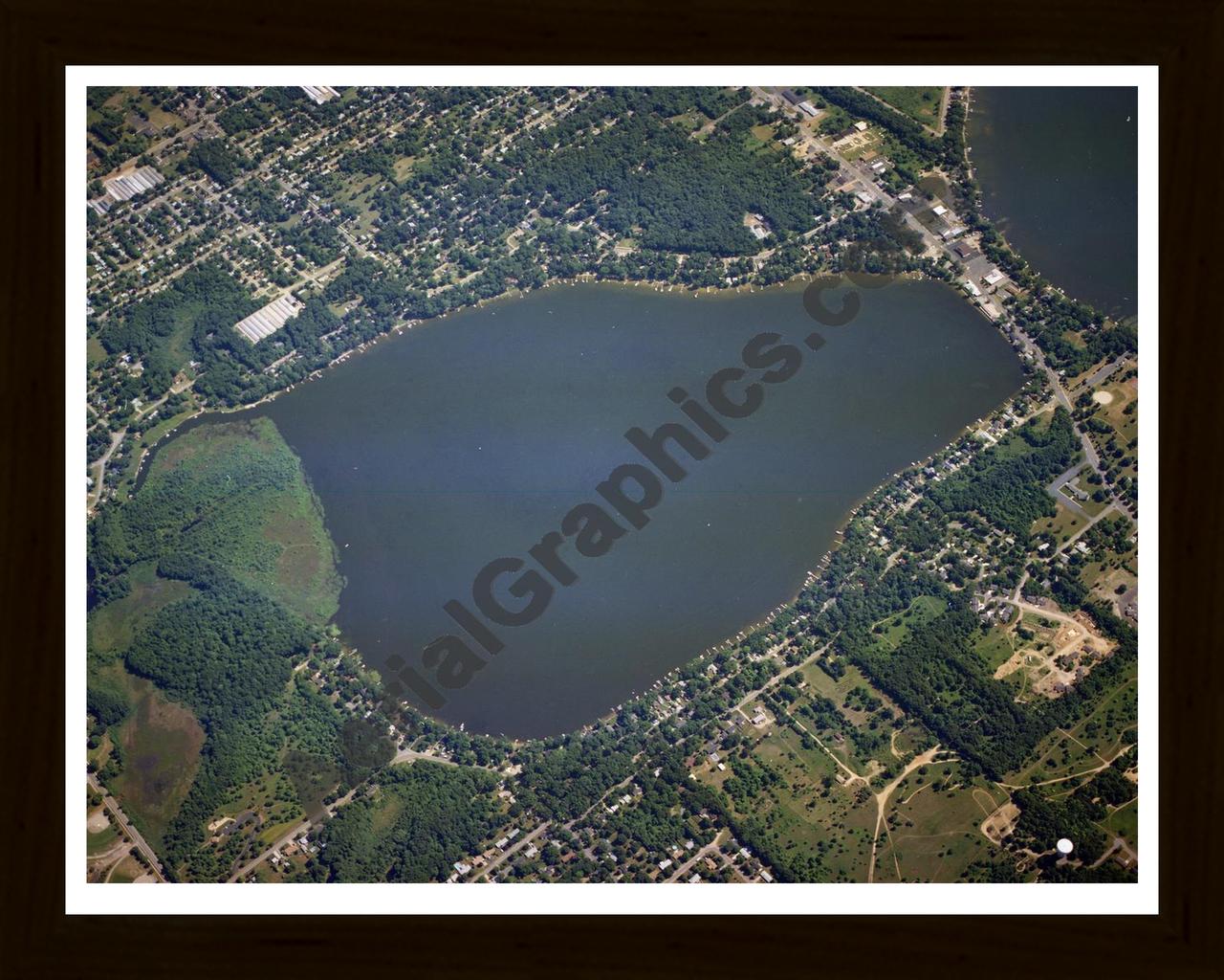 Aerial image of [1492] West Lake in Kalamazoo, MI with Black Wood frame