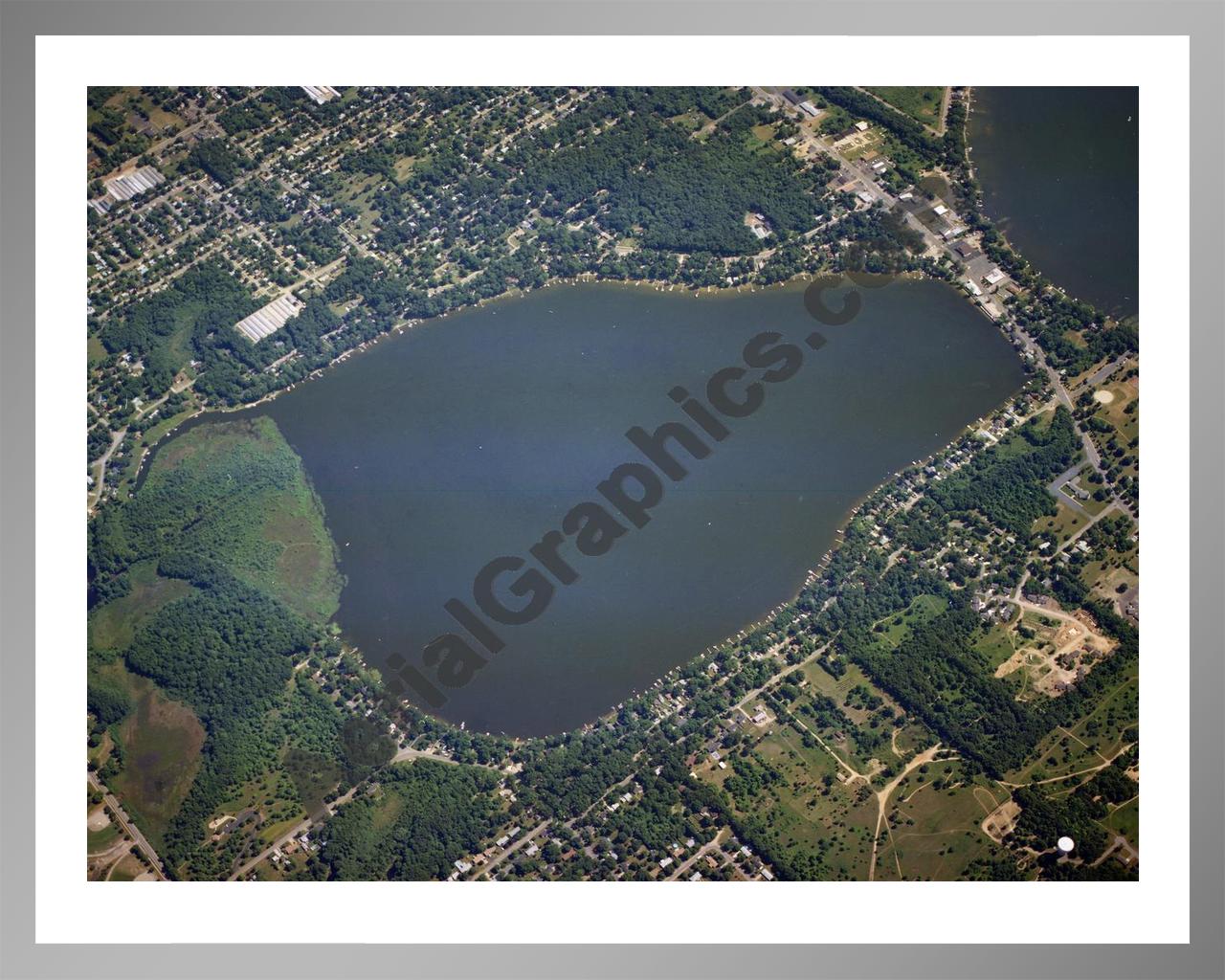 Aerial image of [1492] West Lake in Kalamazoo, MI with Silver Metal frame