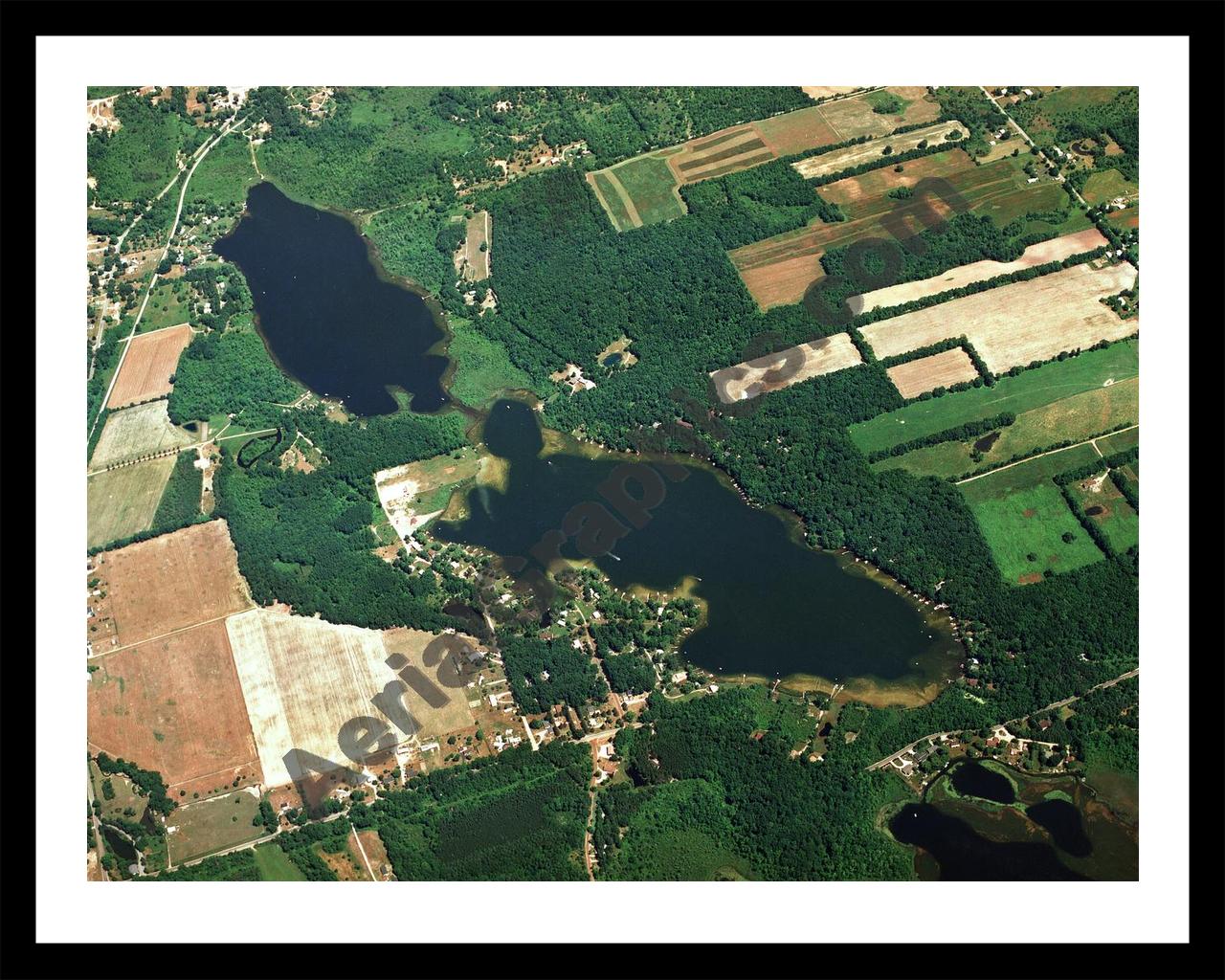 Aerial image of [1505] Lake Wilson in Hillsdale, MI with Black Metal frame