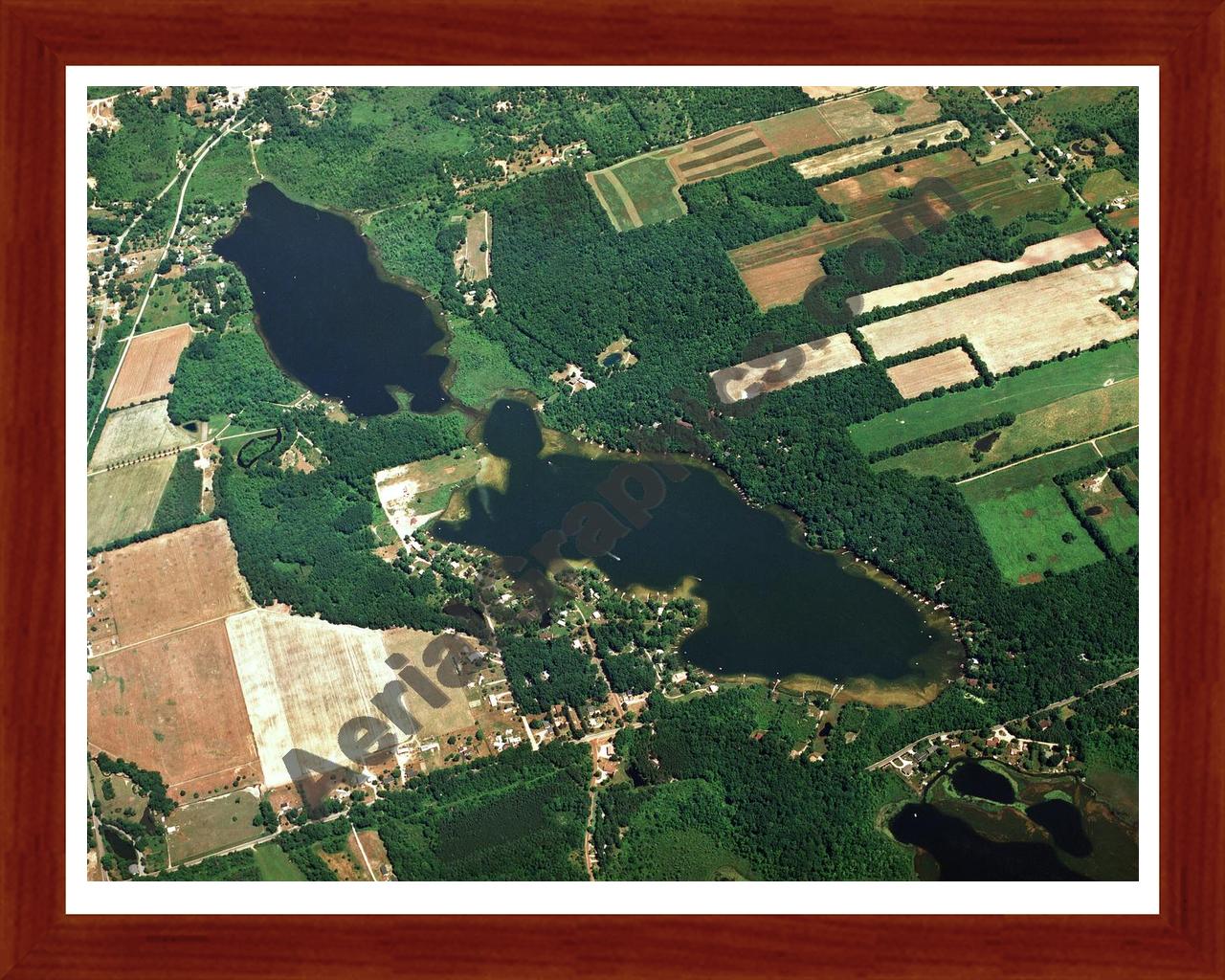 Aerial image of [1505] Lake Wilson in Hillsdale, MI with Cherry Wood frame