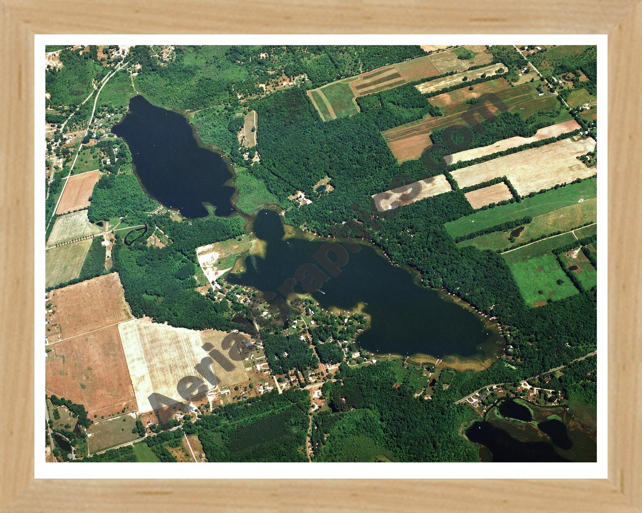 Aerial image of [1505] Lake Wilson in Hillsdale, MI with Natural Wood frame