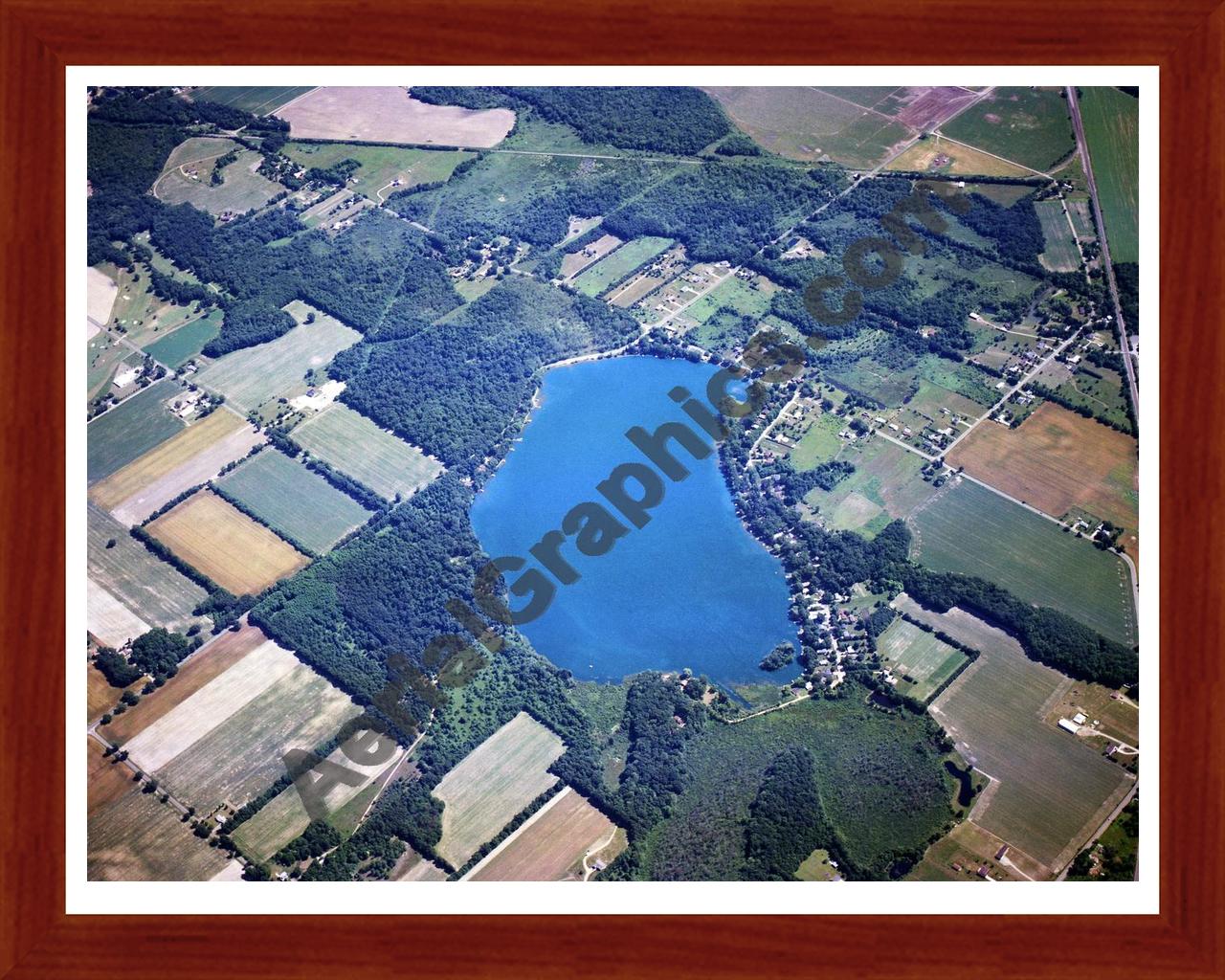 Aerial image of [1509] Pickerel Lake in Kalamazoo, MI with Cherry Wood frame