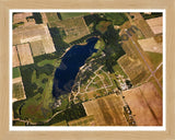 Aerial image of [1516] Minnewaukan Lake in St Joseph, MI with Natural Wood frame