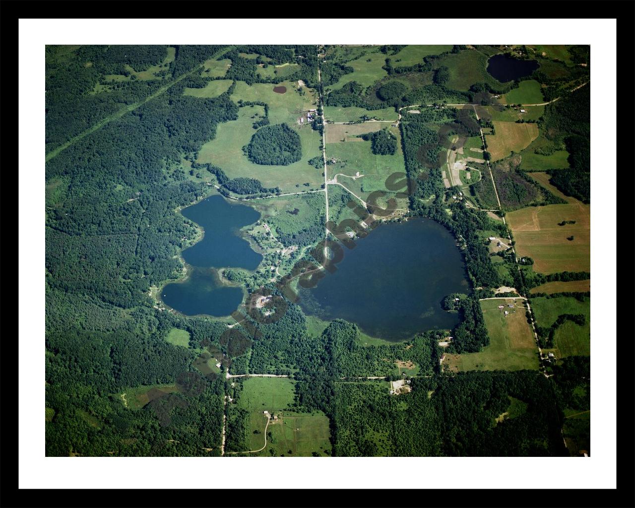 Aerial image of [1521] Pine Lake & Head Lake in Barry, MI with Black Metal frame