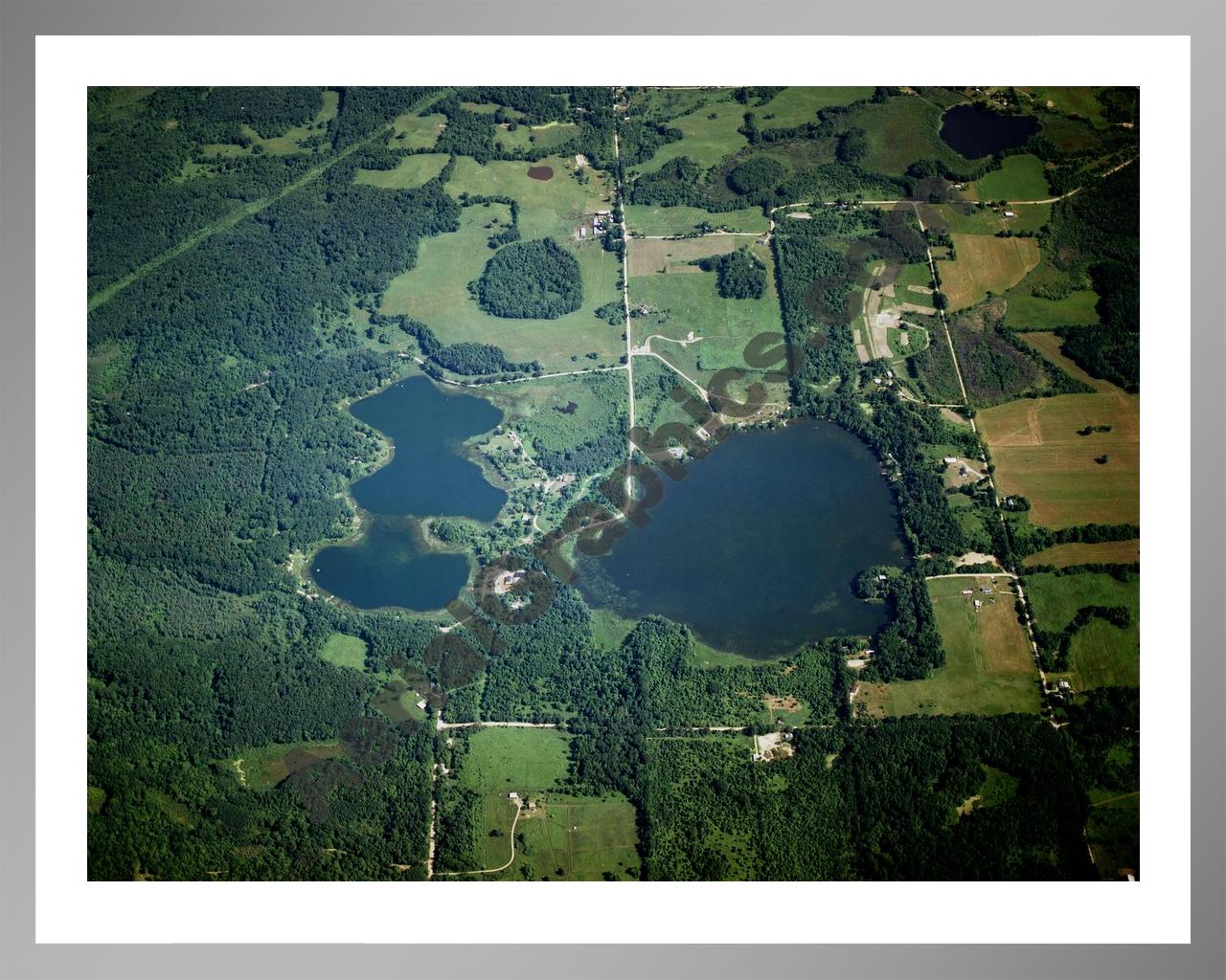 Aerial image of [1521] Pine Lake & Head Lake in Barry, MI with Silver Metal frame