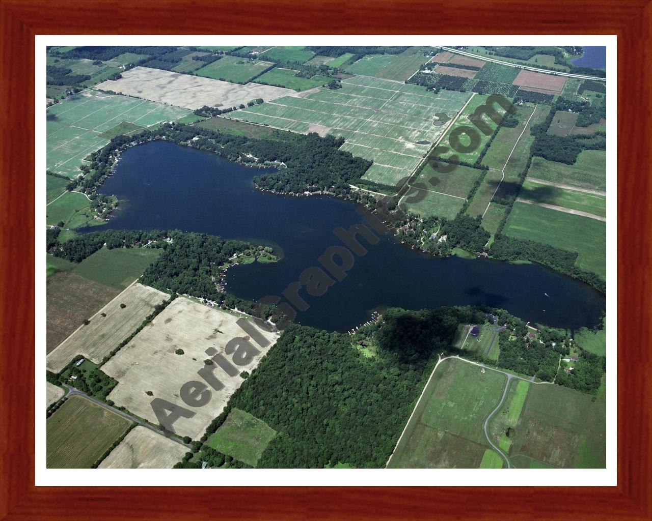 Aerial image of [153] Christie Lake in Van Buren, MI with Cherry Wood frame