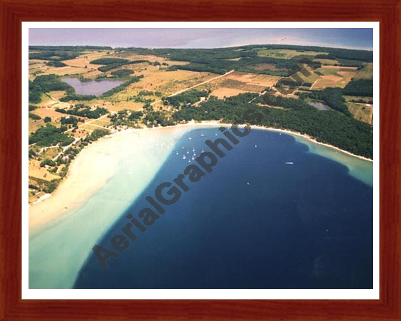 Aerial image of [1542] Old Mission Harbor with Cherry Wood frame