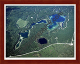 Aerial image of [1556] Guthrie Lake, Marsh Lake & Section One Lake in Otsego, MI with Cherry Wood frame