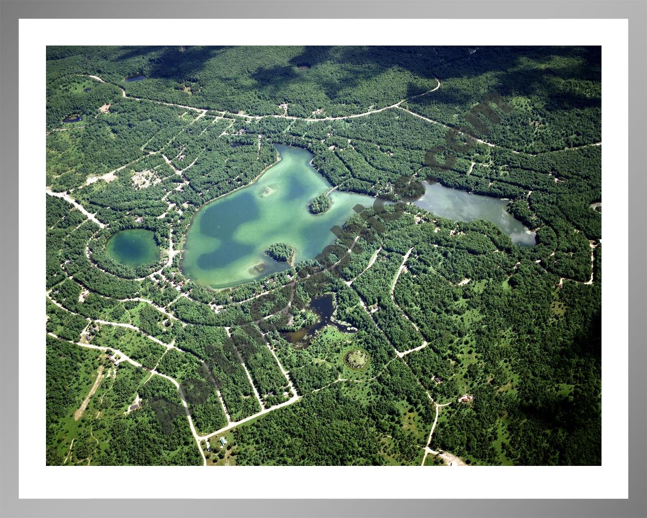 Aerial image of [1557] Buhl Lake in Otsego, MI with Silver Metal frame