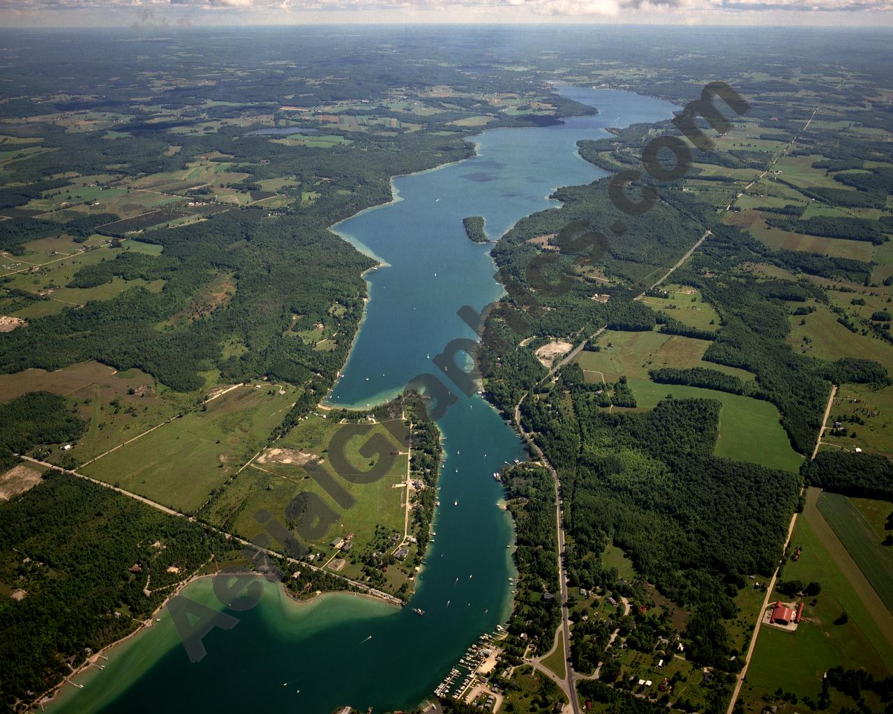 Aerial image of [1561] Lake Charlevoix (South Arm) in Charlevoix, MI with No frame