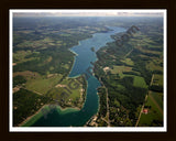 Aerial image of [1561] Lake Charlevoix (South Arm) in Charlevoix, MI with Black Wood frame