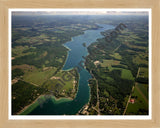 Aerial image of [1561] Lake Charlevoix (South Arm) in Charlevoix, MI with Natural Wood frame