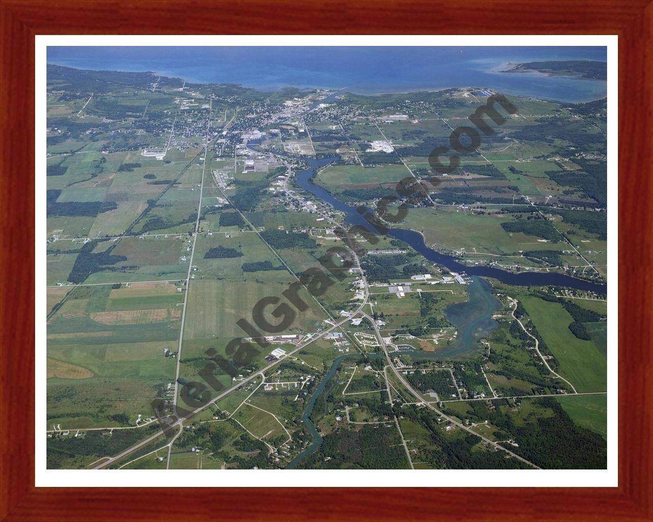 Aerial image of [1566] Black River with Cherry Wood frame