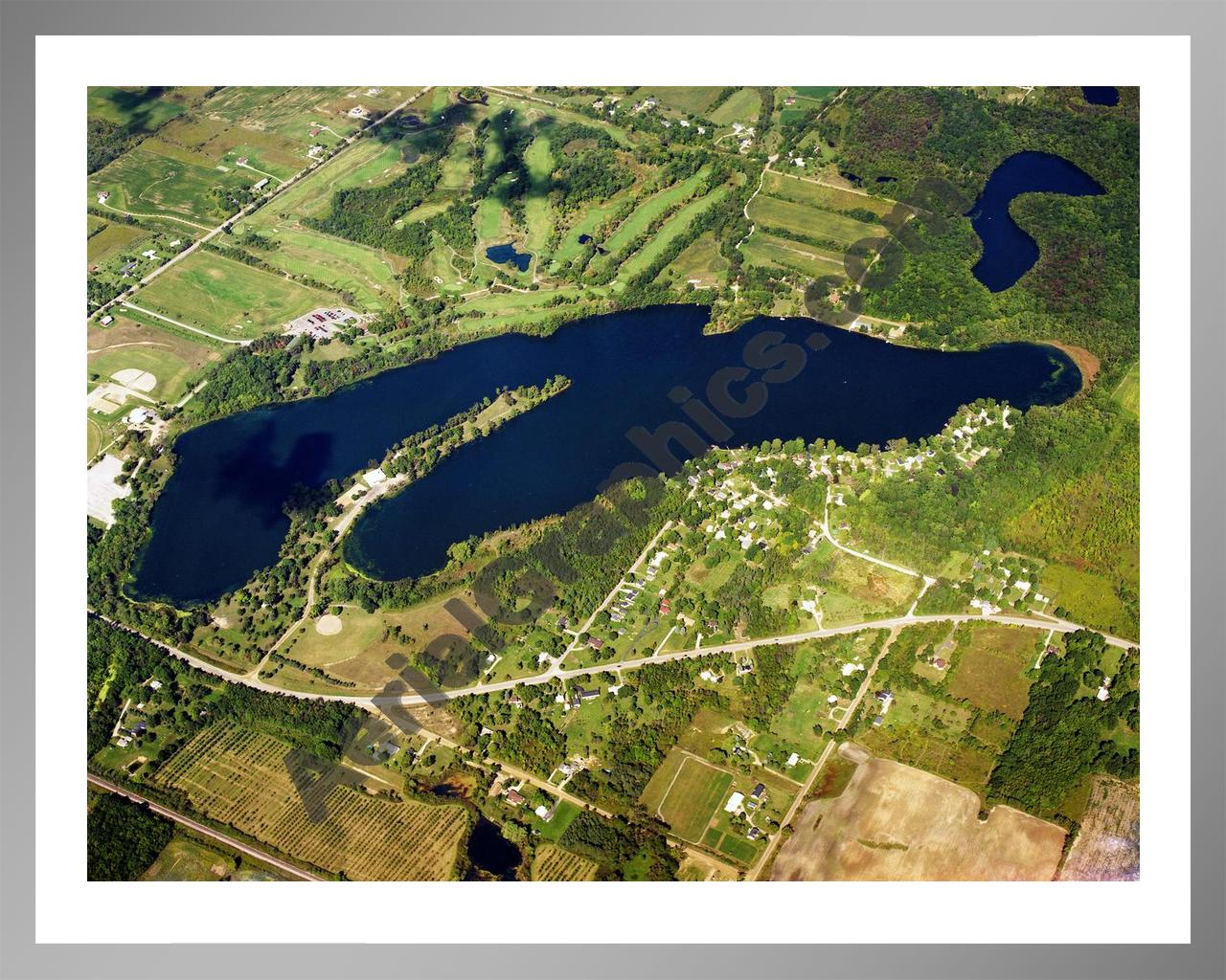 Aerial image of [1575] Potters Lake in Genesee/Lapeer, MI with Silver Metal frame