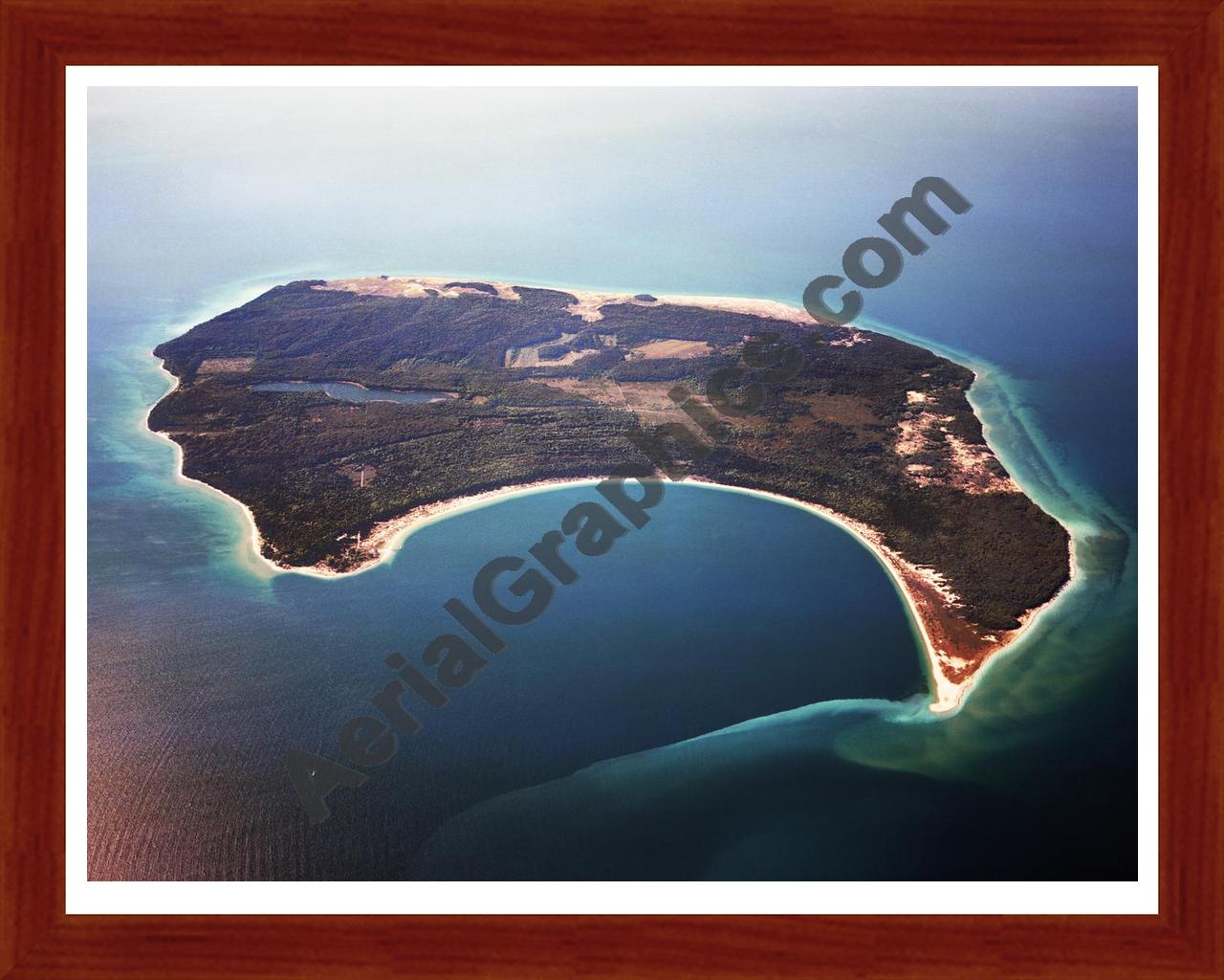 Aerial image of [1579] South Manitou Island with Cherry Wood frame