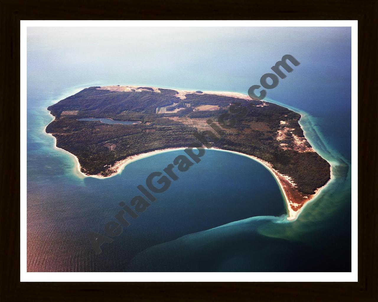 Aerial image of [1579] South Manitou Island with Black Wood frame