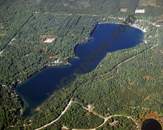 Aerial image of [1583] Starvation Lake in Kalkaska, MI with No frame