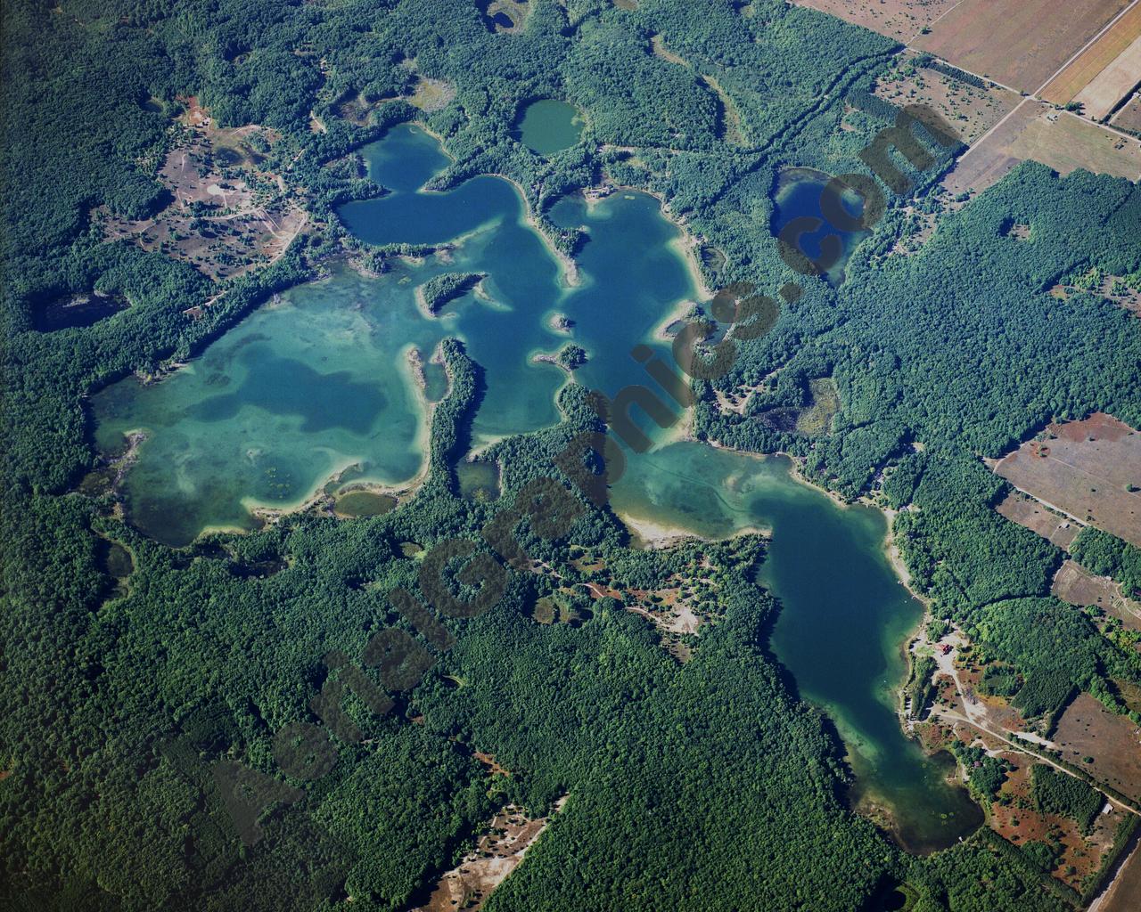 Aerial image of [1587] Pearl Lake in Benzie, MI with Canvas Wrap frame