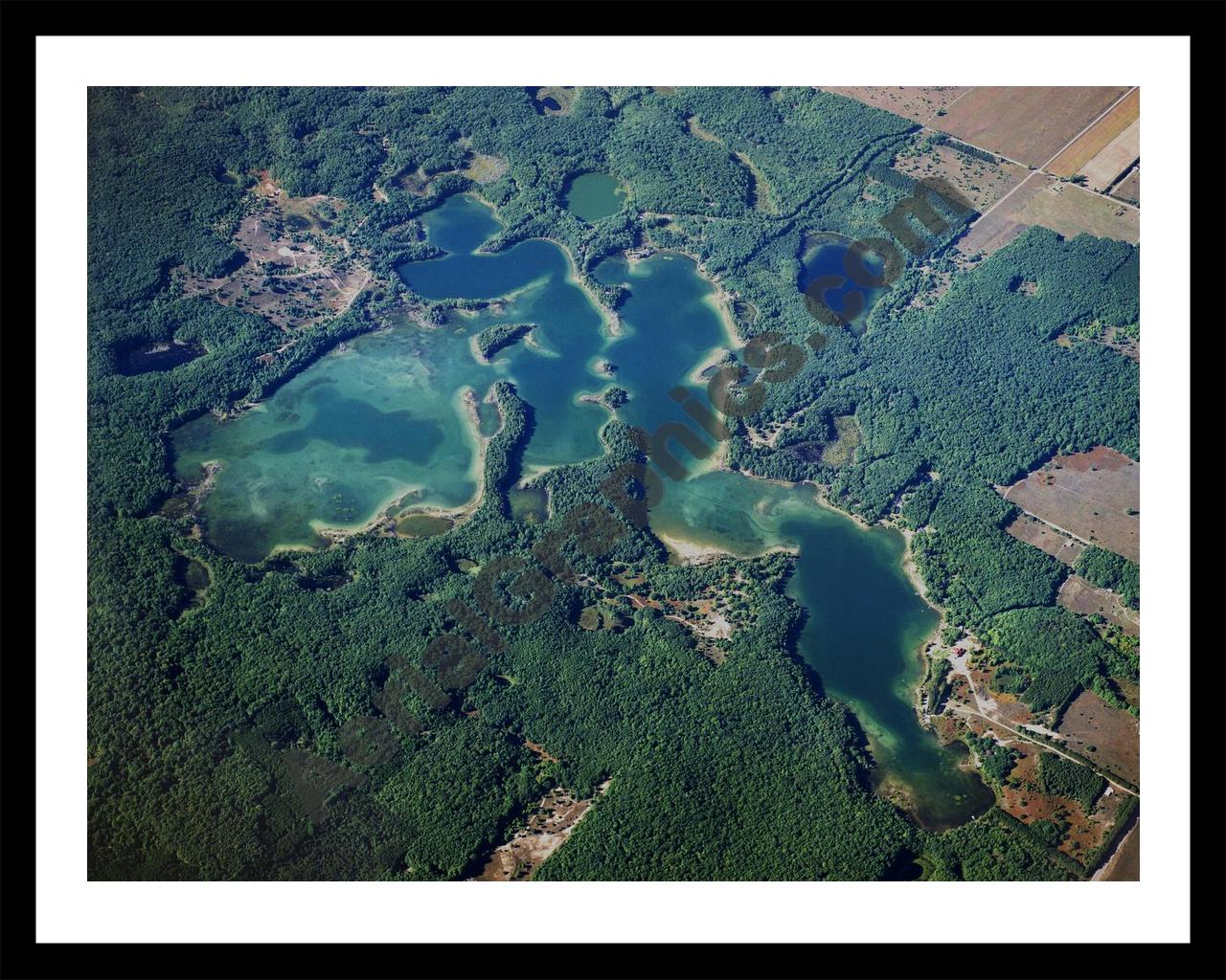 Aerial image of [1587] Pearl Lake in Benzie, MI with Black Metal frame