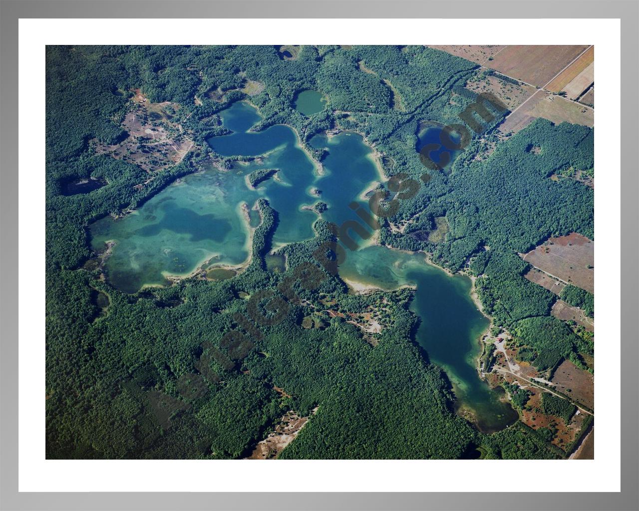 Aerial image of [1587] Pearl Lake in Benzie, MI with Silver Metal frame