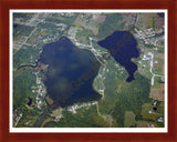 Aerial image of [1592] Pleasant Lake and Pero Lake in Lapeer, MI with Cherry Wood frame