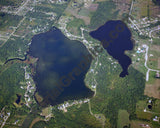 Aerial image of [1592] Pleasant Lake and Pero Lake in Lapeer, MI with Canvas Wrap frame