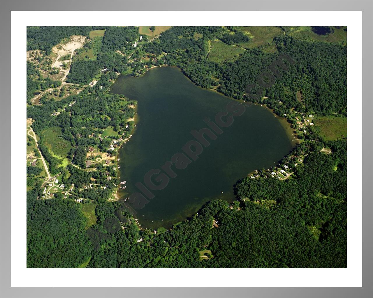 Aerial image of [159] Clear Lake in Jackson, MI with Silver Metal frame