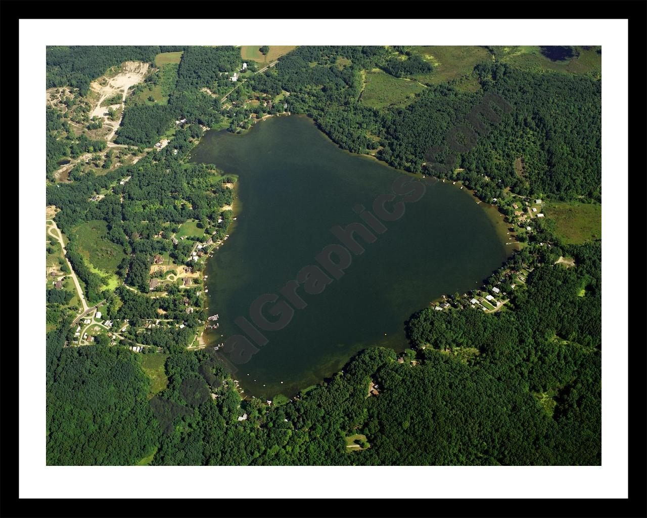 Aerial image of [159] Clear Lake in Jackson, MI with Black Metal frame