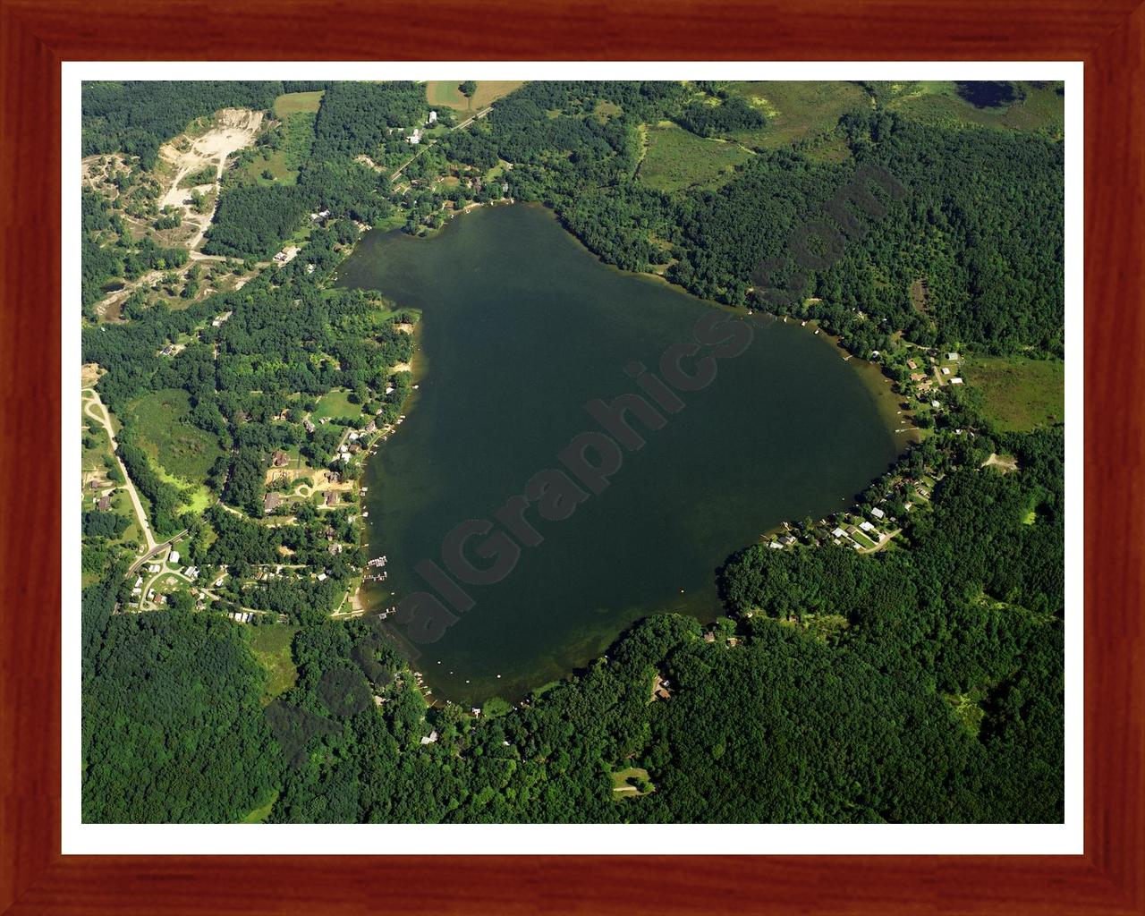 Aerial image of [159] Clear Lake in Jackson, MI with Cherry Wood frame