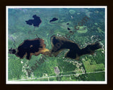 Aerial image of [15] Au Sable Lake and Little Au Sable Lake in Ogemaw, MI with Black Wood frame