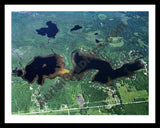 Aerial image of [15] Au Sable Lake and Little Au Sable Lake in Ogemaw, MI with Black Metal frame