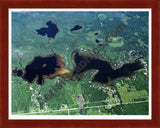 Aerial image of [15] Au Sable Lake and Little Au Sable Lake in Ogemaw, MI with Cherry Wood frame