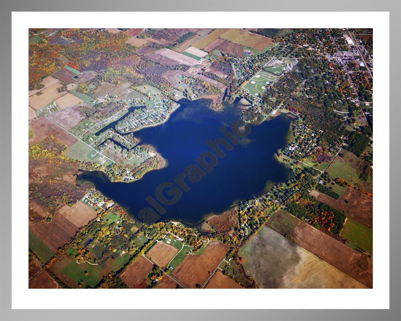 Aerial image of [1616] Lake of the Woods in Van Buren, MI with Silver Metal frame