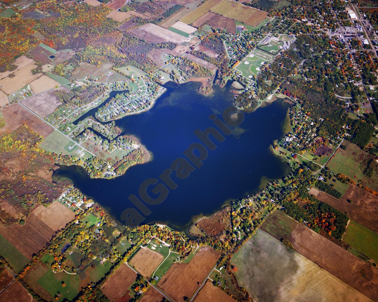 Aerial image of [1616] Lake of the Woods in Van Buren, MI with Canvas Wrap frame