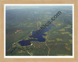 Aerial image of [16] Au Sable River and Foote Dam with Natural Wood frame