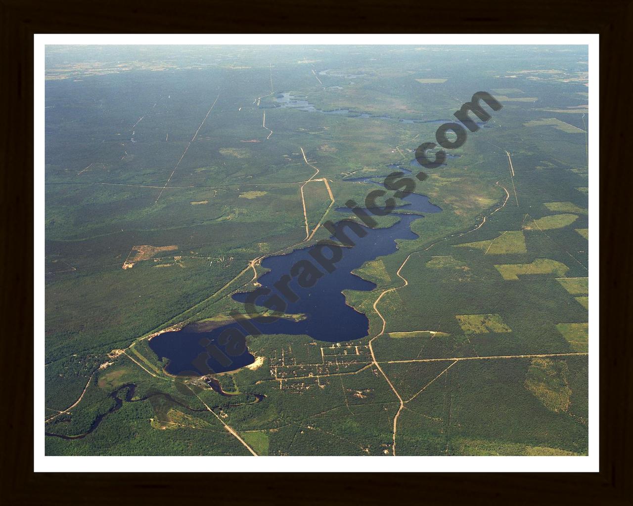 Aerial image of [16] Au Sable River and Foote Dam with Black Wood frame