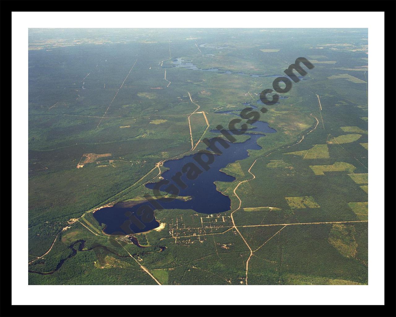 Aerial image of [16] Au Sable River and Foote Dam with Black Metal frame