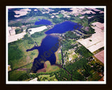 Aerial image of [1776] Juno Lake in Cass, MI with Black Wood frame