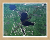 Aerial image of [179] Cranberry Lake in Clare, MI with Natural Wood frame