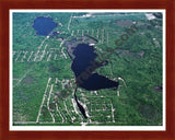 Aerial image of [179] Cranberry Lake in Clare, MI with Cherry Wood frame