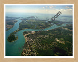 Aerial image of [1821] Saint Clair River - South End with Natural Wood frame