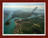 Aerial image of [1821] Saint Clair River - South End with Cherry Wood frame