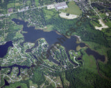 Aerial image of [1832] Brendel Lake in Oakland, MI with Canvas Wrap frame