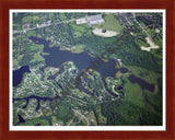 Aerial image of [1832] Brendel Lake in Oakland, MI with Cherry Wood frame